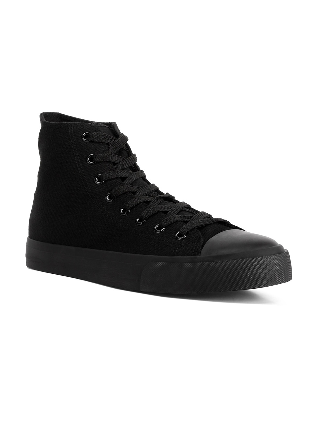 

London Rag Men Round Toe Mid-Top Canvas Sneakers, Black