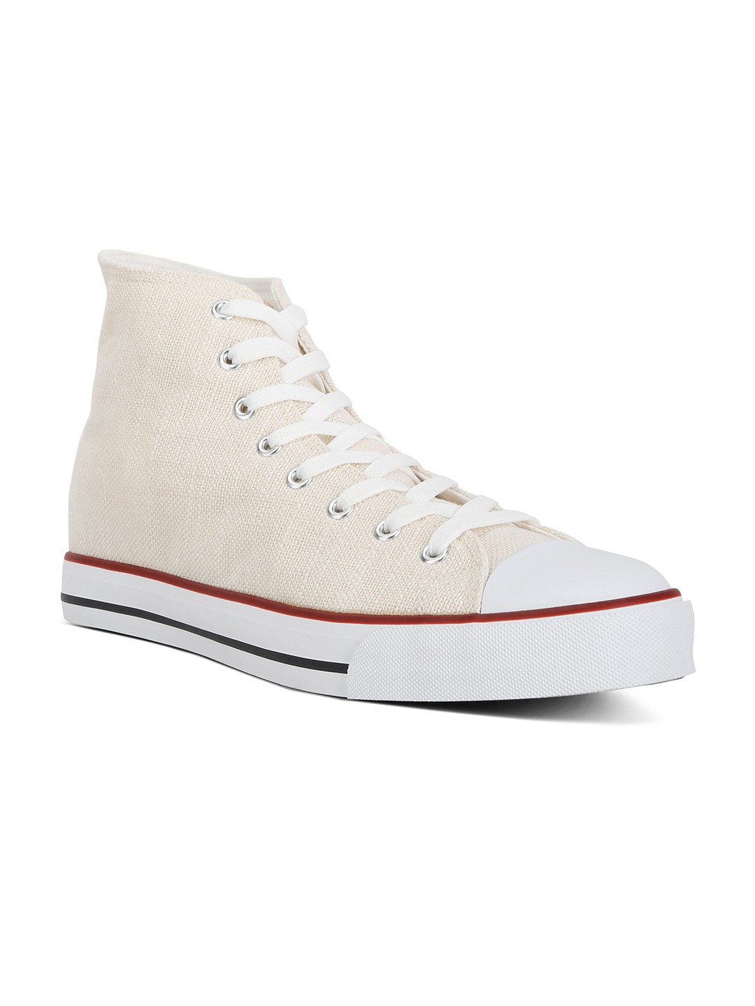 

London Rag Men Round Toe Mid-Top Canvas Sneakers, Beige