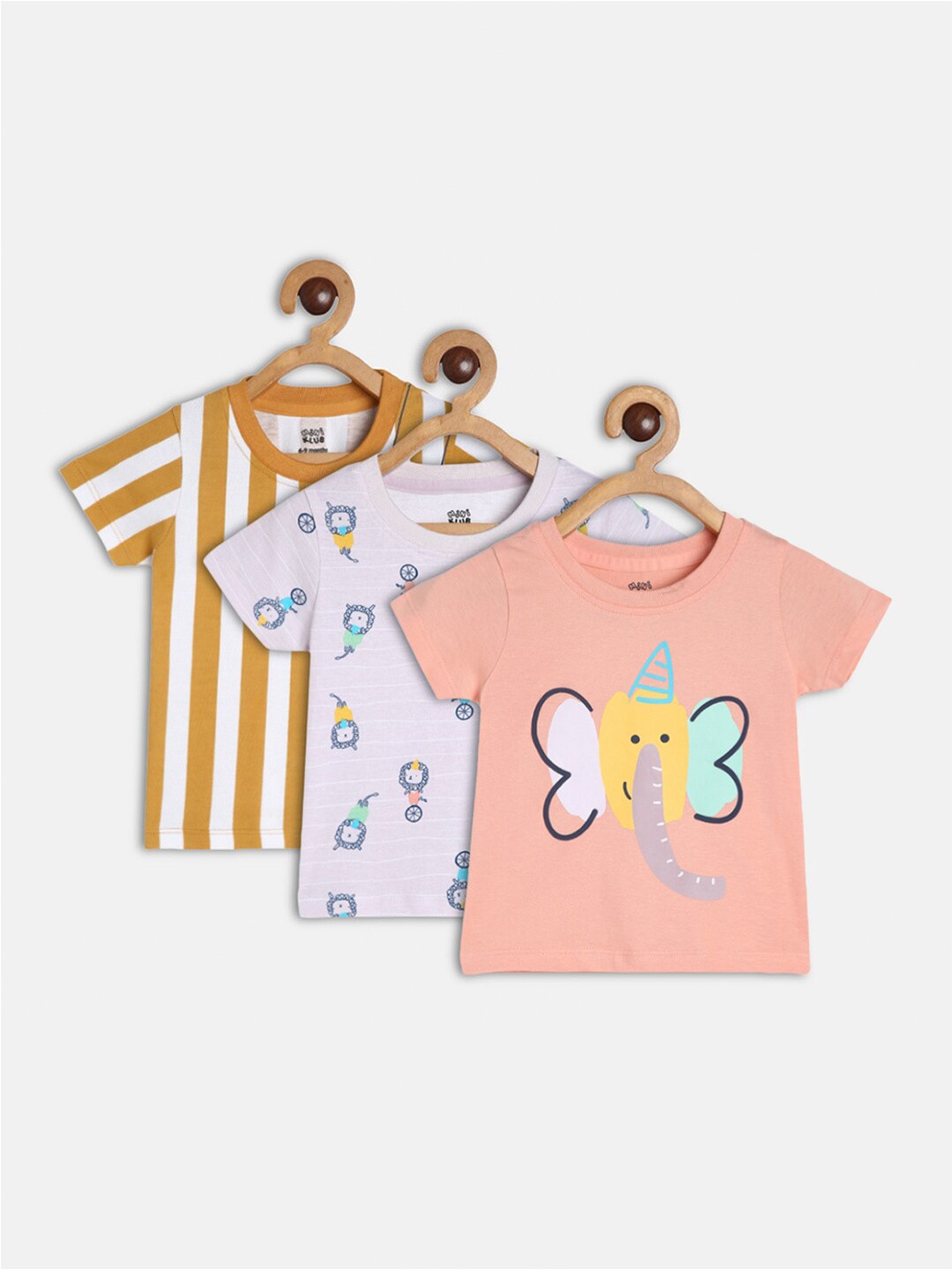 

MINI KLUB Boys Pack Of 3 Graphic Printed Round Neck Cotton T-shirt, Brown