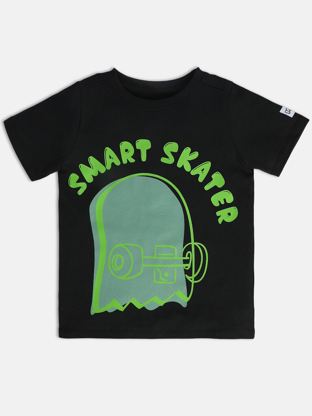

MINI KLUB Boys Graphic Printed Round Neck Cotton T-shirt, Black