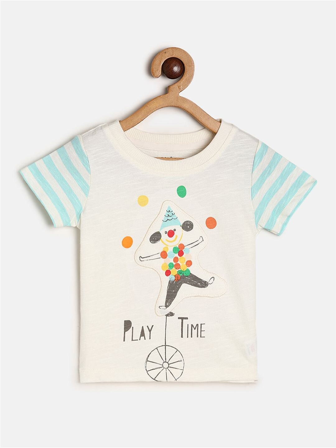 

MINI KLUB Boys Graphic Printed Round Neck Cotton T-shirt, White