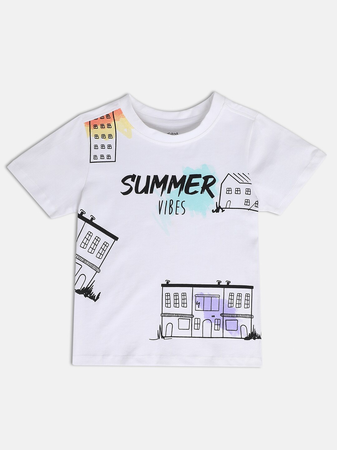 

MINI KLUB Boys Graphic Printed Round Neck Cotton T-shirt, White