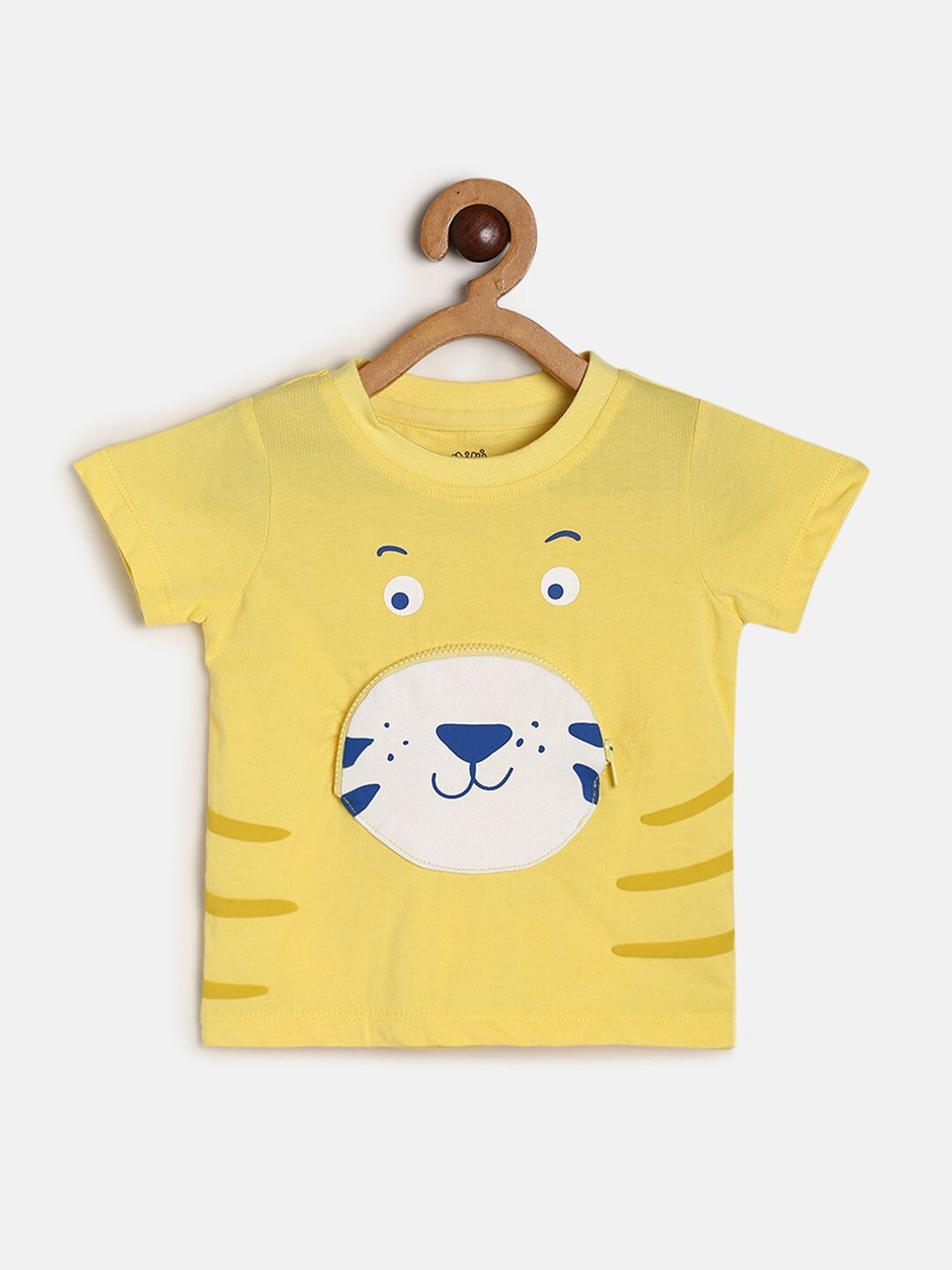MINI KLUB Boys Graphic Printed Round Neck Cotton T-shirt, Yellow