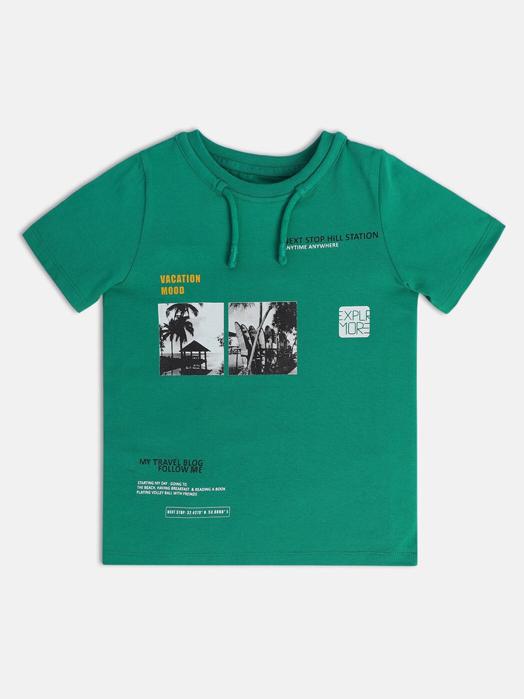 

MINI KLUB Boys Graphic Printed Round Neck Cotton T-shirt, Green