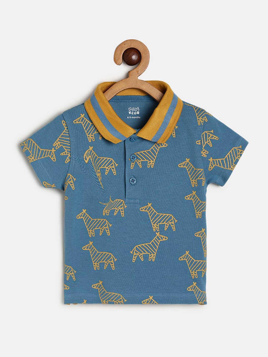

MINI KLUB Boys Graphic Printed Polo Collar Cotton T-shirt, Blue