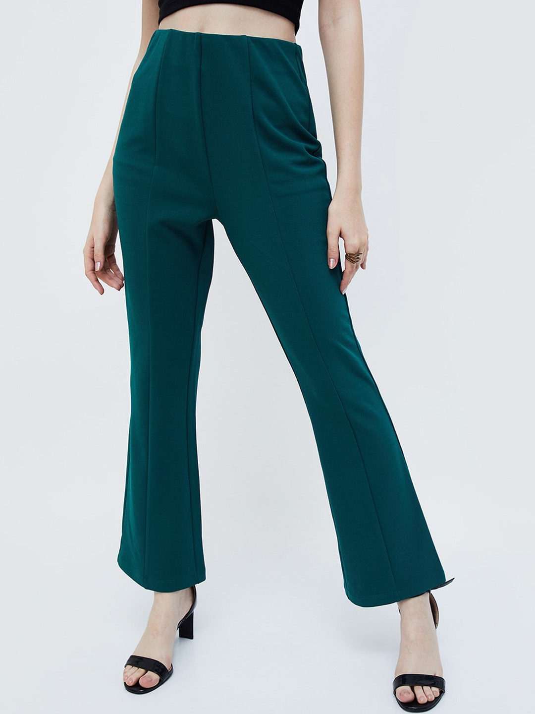 

Ginger by Lifestyle Women Mid-Rise Bootcut Trousers, Green