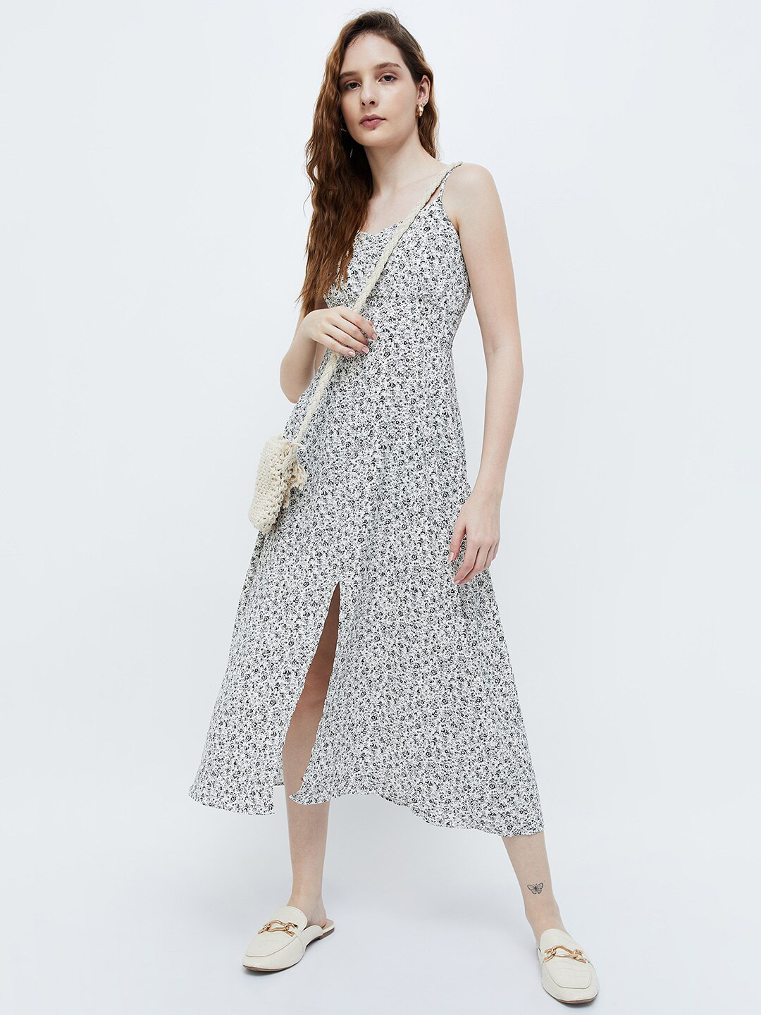 

Ginger by Lifestyle Floral Printed A-Line Dress, White