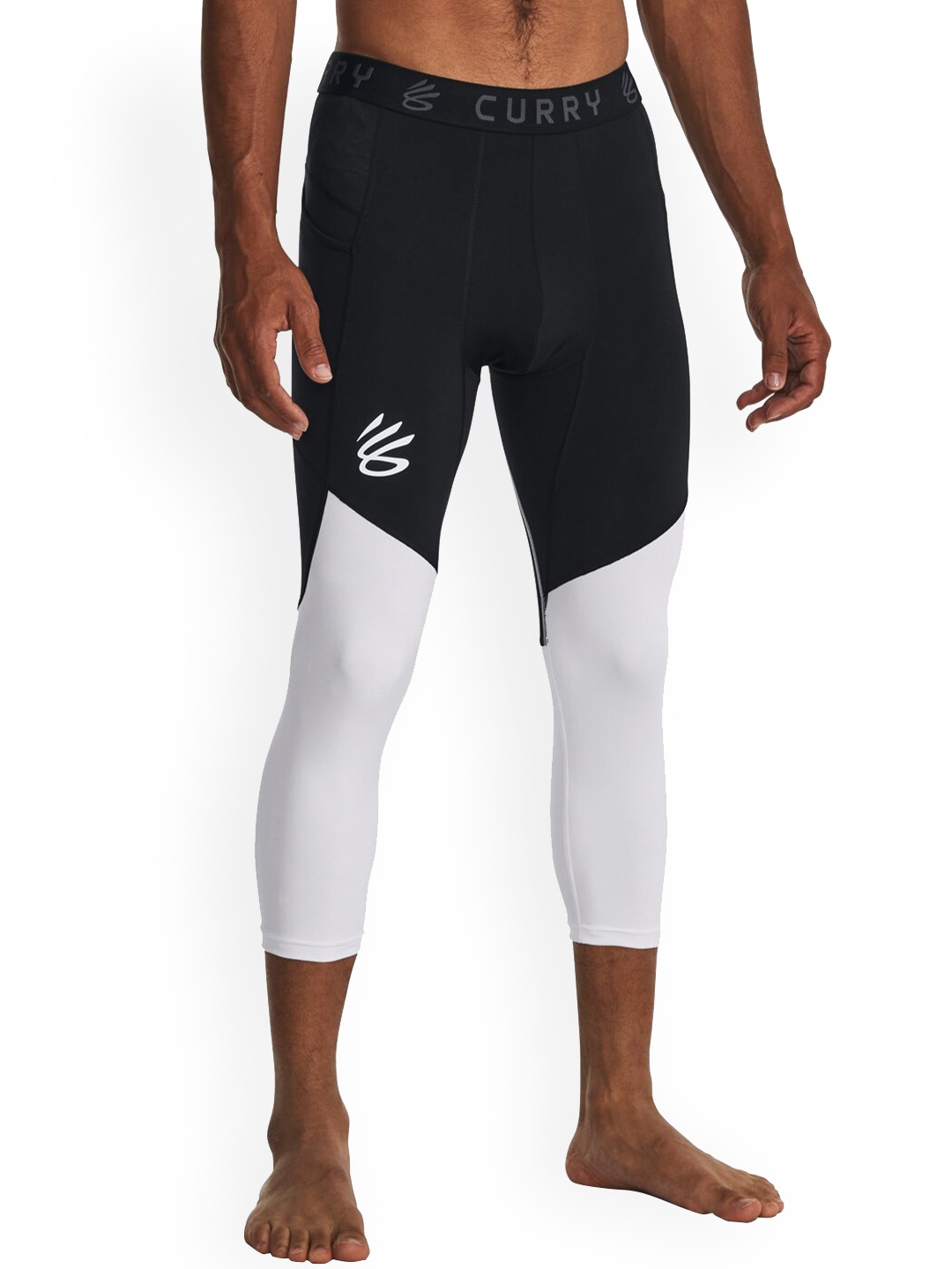 

UNDER ARMOUR Women Curry Brand Colourblocked 3/4 Tights, Black