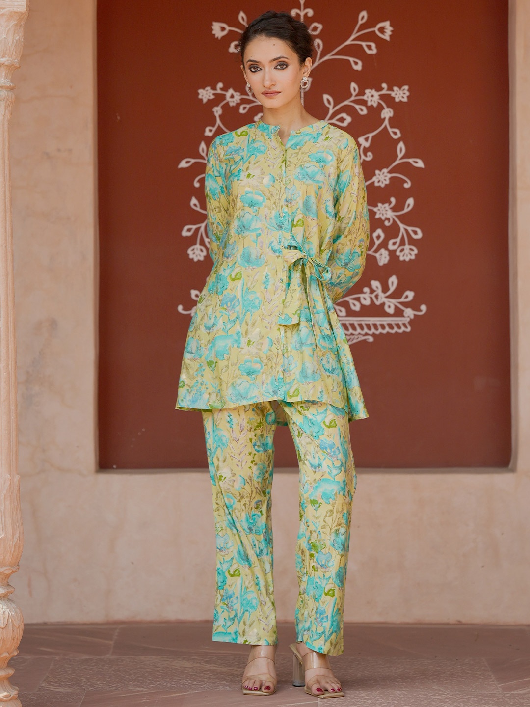 

Libas Floral Printed Tunic With Trouser Co-Ords, Green