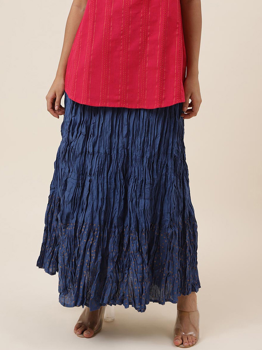 

Fabindia Cotton Midi Flared Skirt, Blue