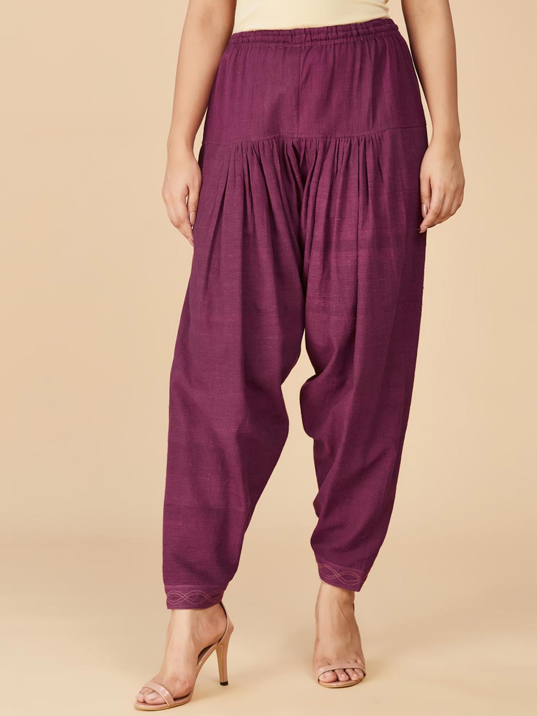 

Fabindia Women Solid Ankle Length Cotton Salwar, Purple