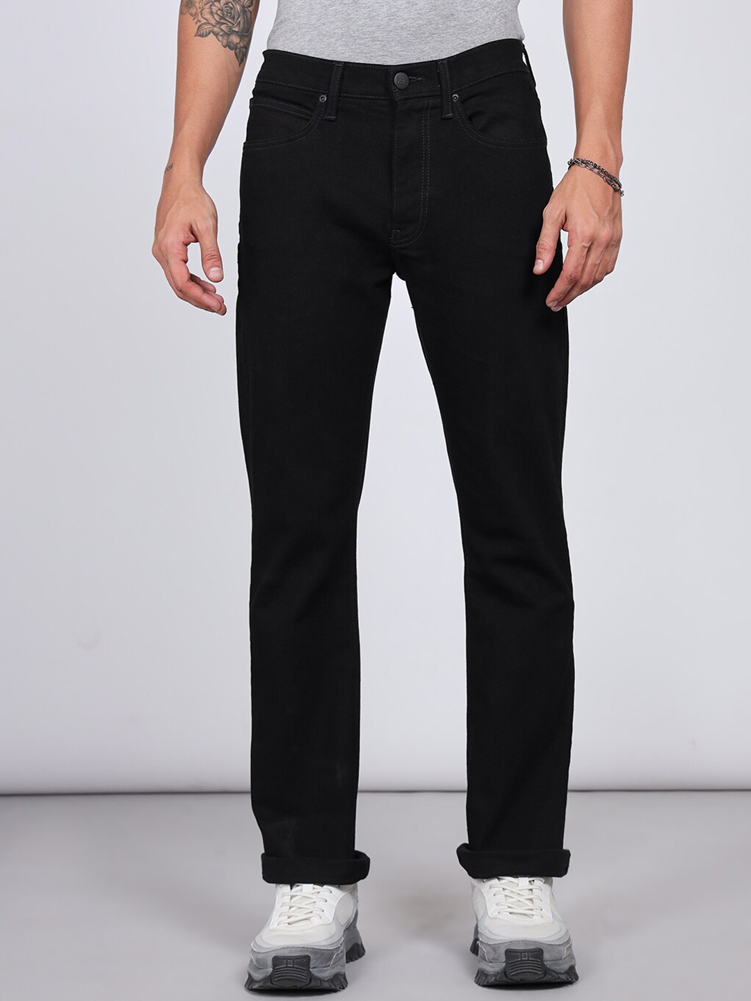 

Lee Classic Men Bootcut Mid-Rise Clean Look Stretchable Jeans, Black