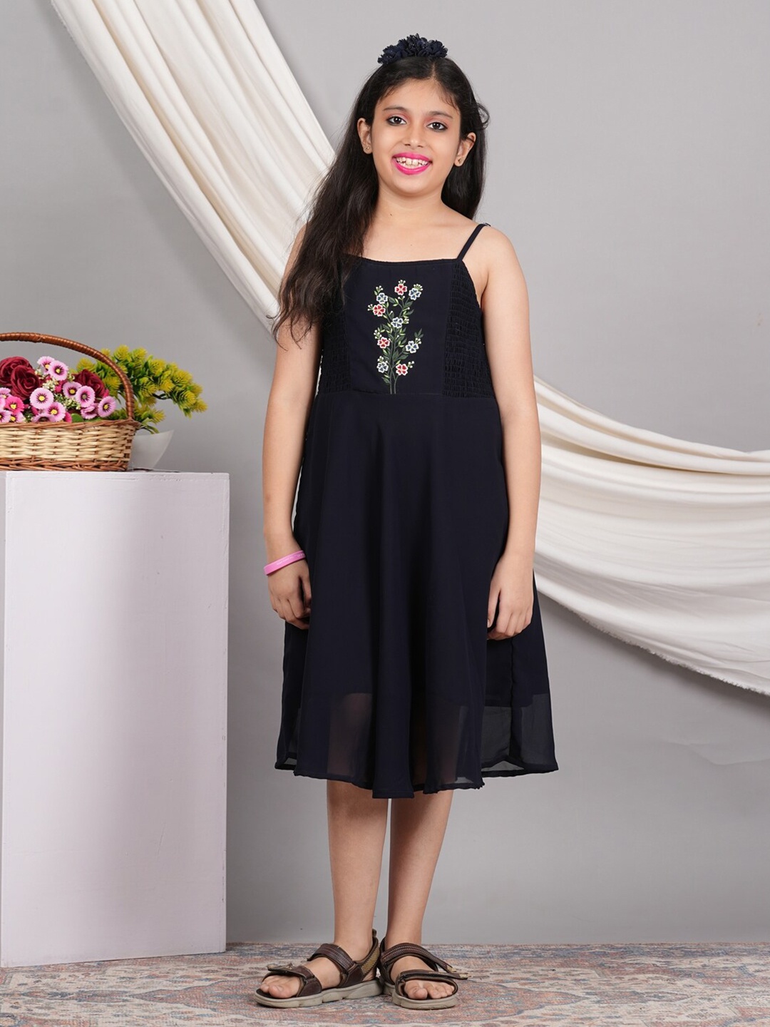 

YASH GALLERY Floral Printed Fit & Flare Midi Dress, Blue