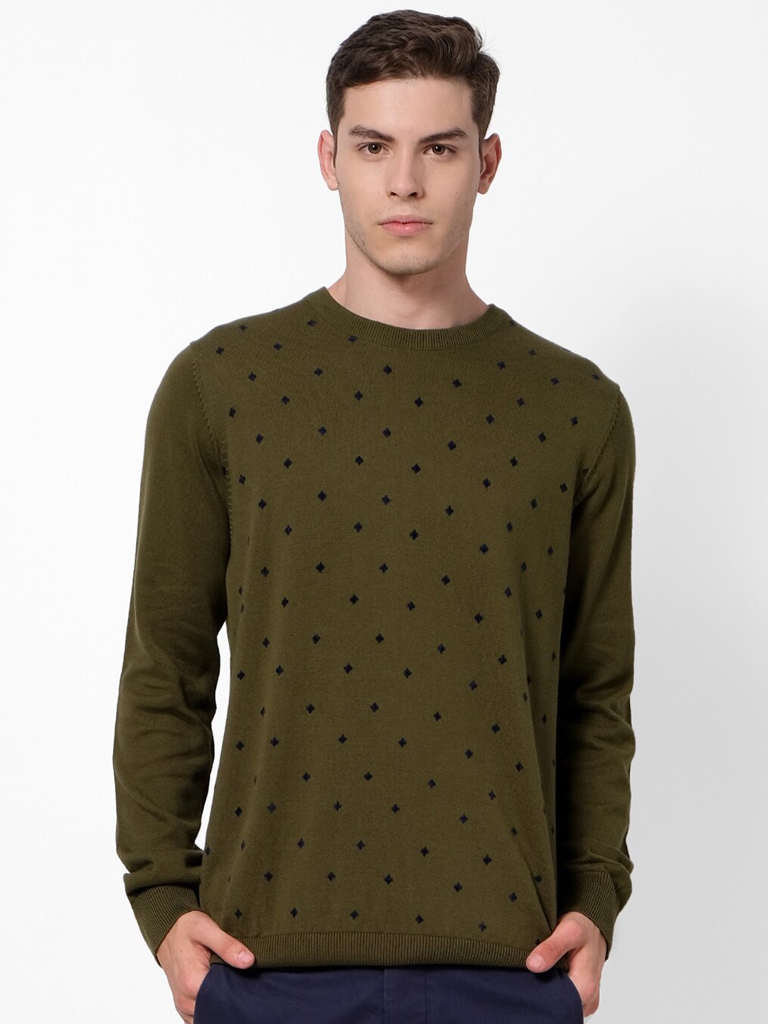 

Celio Men Printed Pullover, Olive