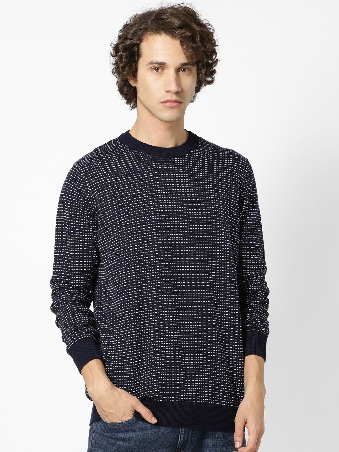

Celio Men Printed Pullover, Blue