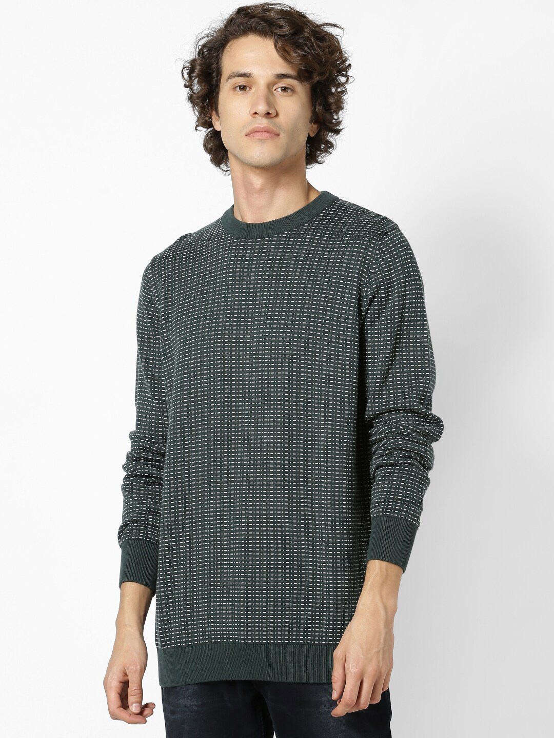

Celio Men Printed Pullover, Green