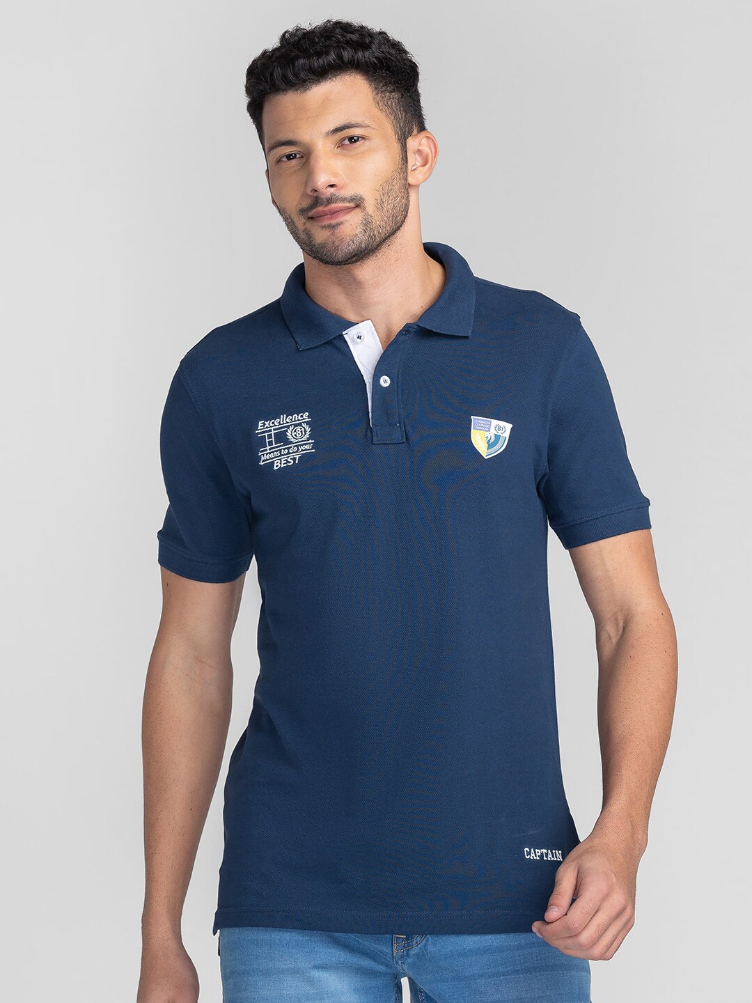 

GIORDANO Polo Collar Cotton Slim Fit T-shirt, Blue