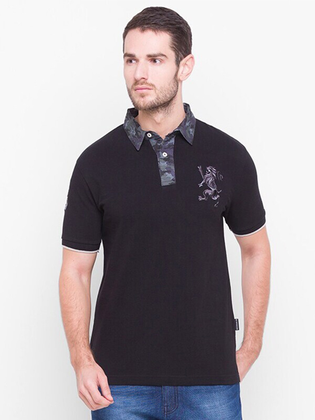 

GIORDANO Polo Collar Cotton Slim Fit T-shirt, Black