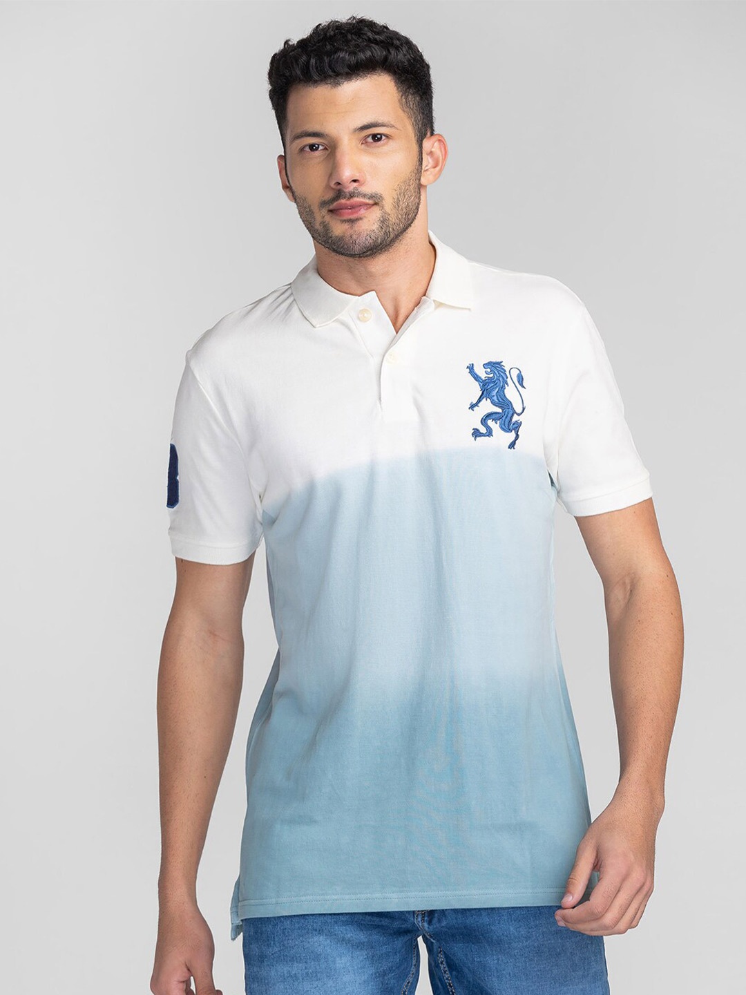 

GIORDANO Dyed Polo Collar Cotton Slim Fit T-shirt, Blue