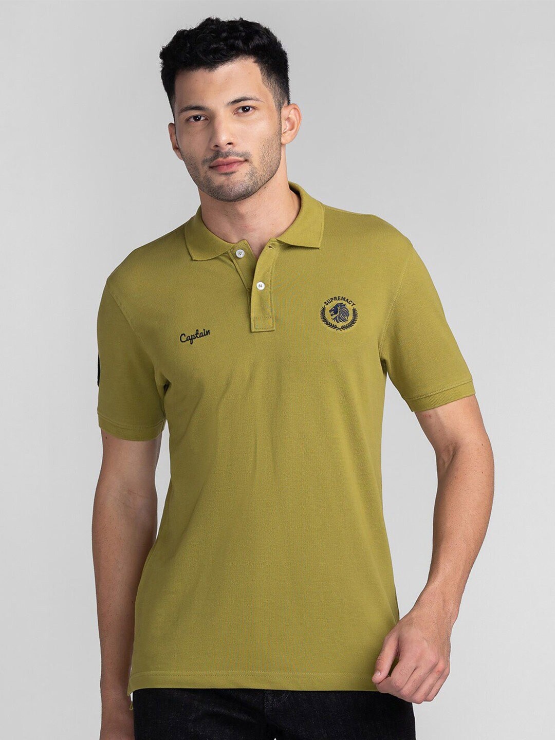 

GIORDANO Polo Collar Cotton Slim Fit T-shirt, Green