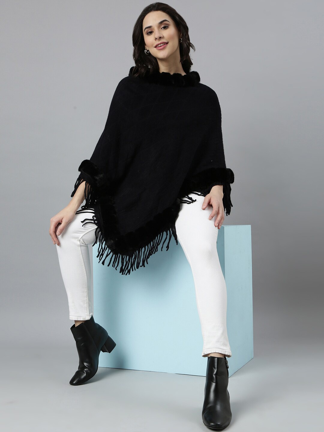 

SHOWOFF Women Longline Poncho, Black