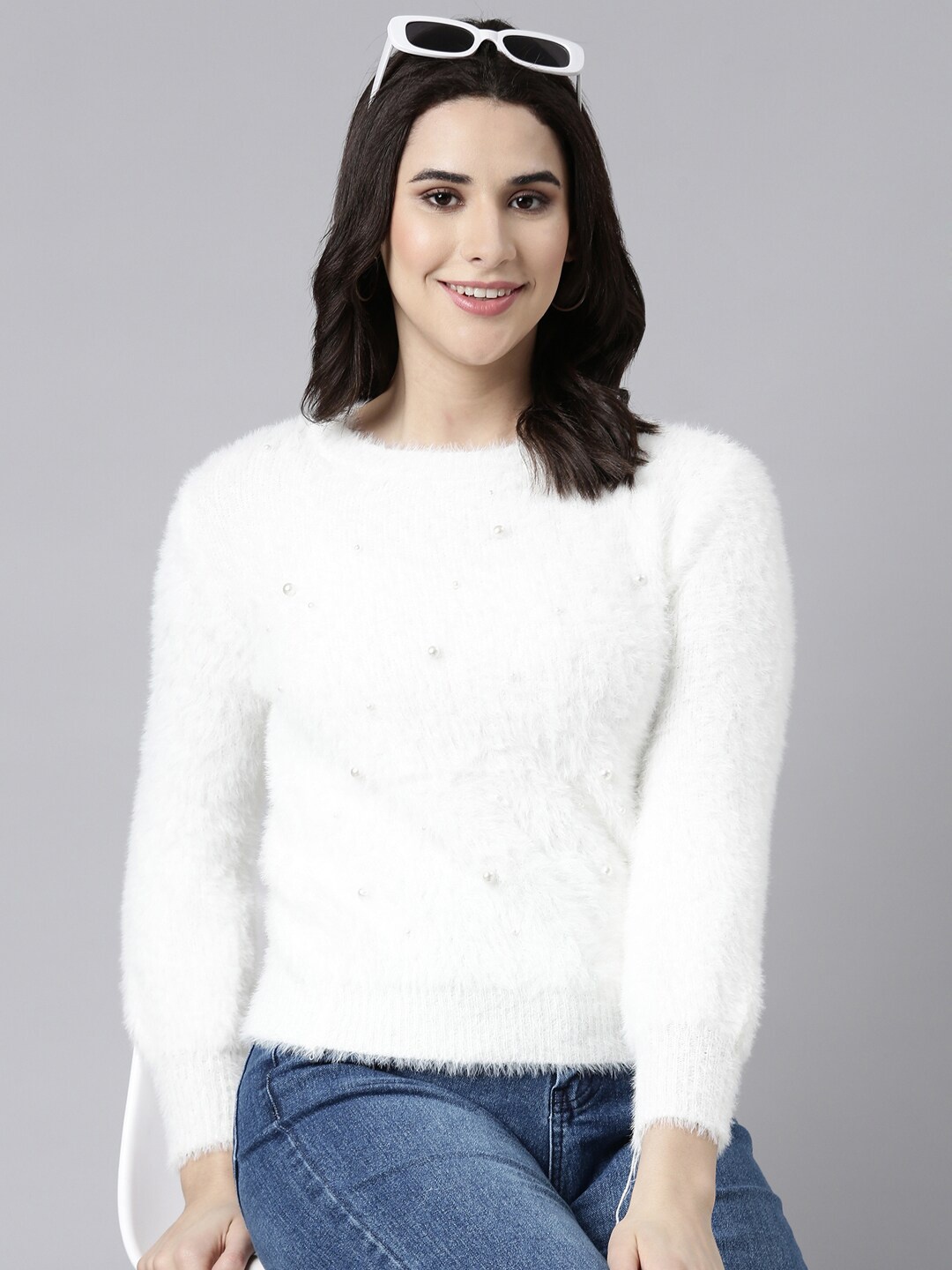 

SHOWOFF Women Pullover with Embellished Detail, Off white