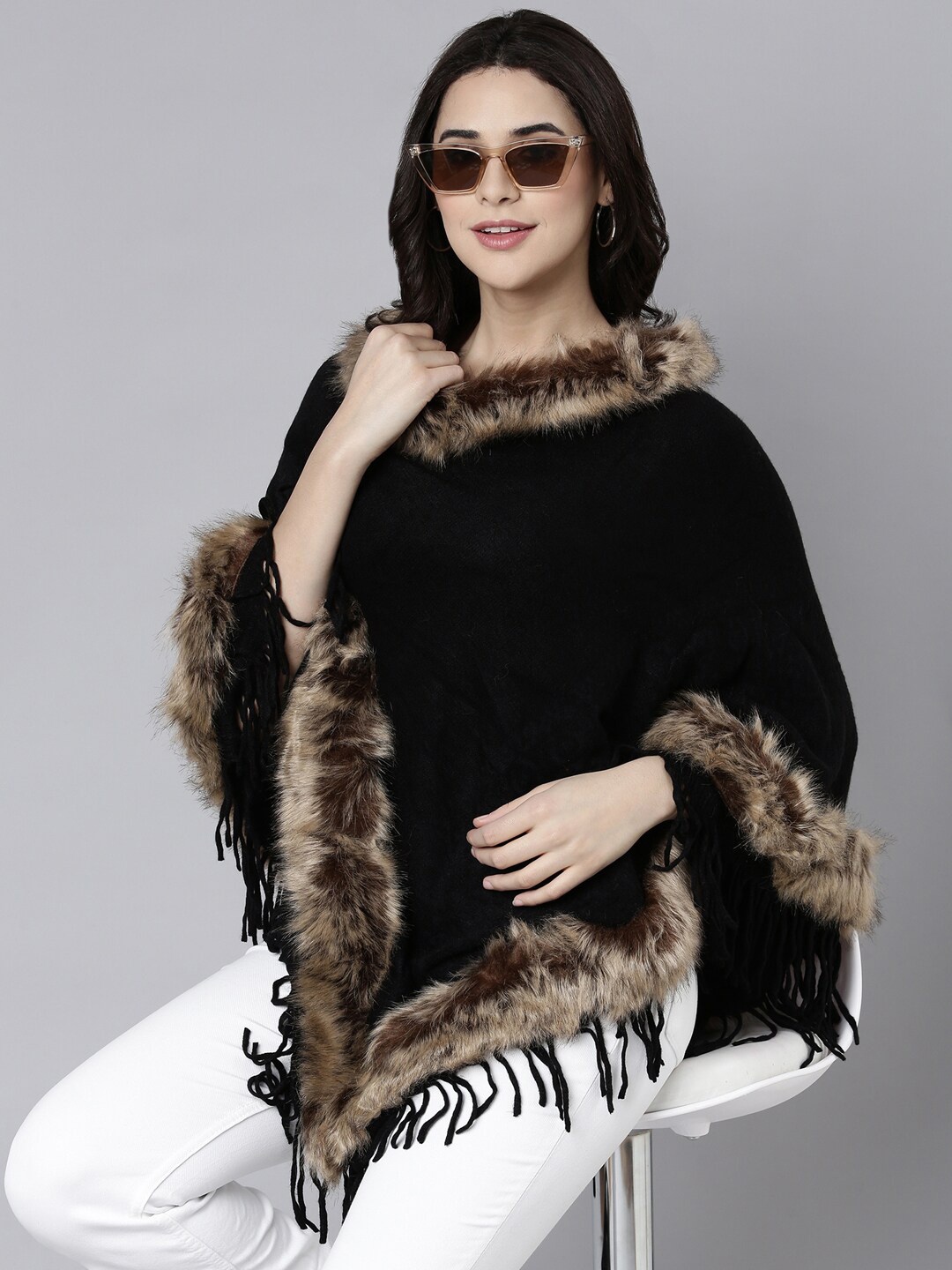 

SHOWOFF Women Longline Poncho, Black