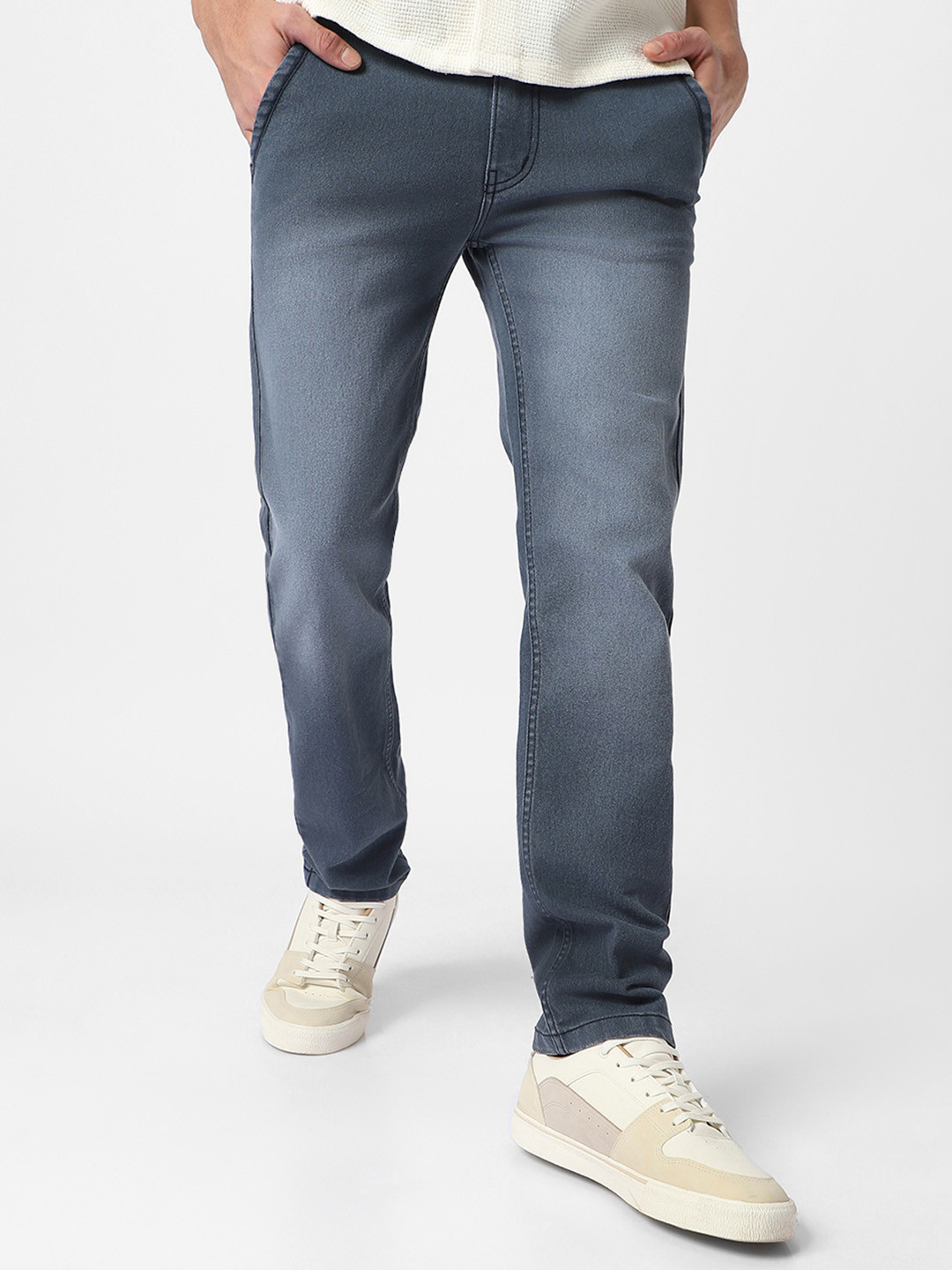

Urbano Fashion Men Regular Fit Washed Stretchable Jeans, Grey