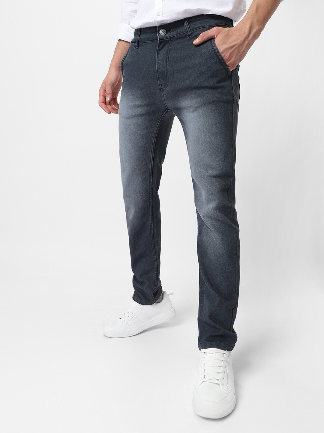 

Urbano Fashion Men Regular Fit Washed Stretchable Jeans, Grey