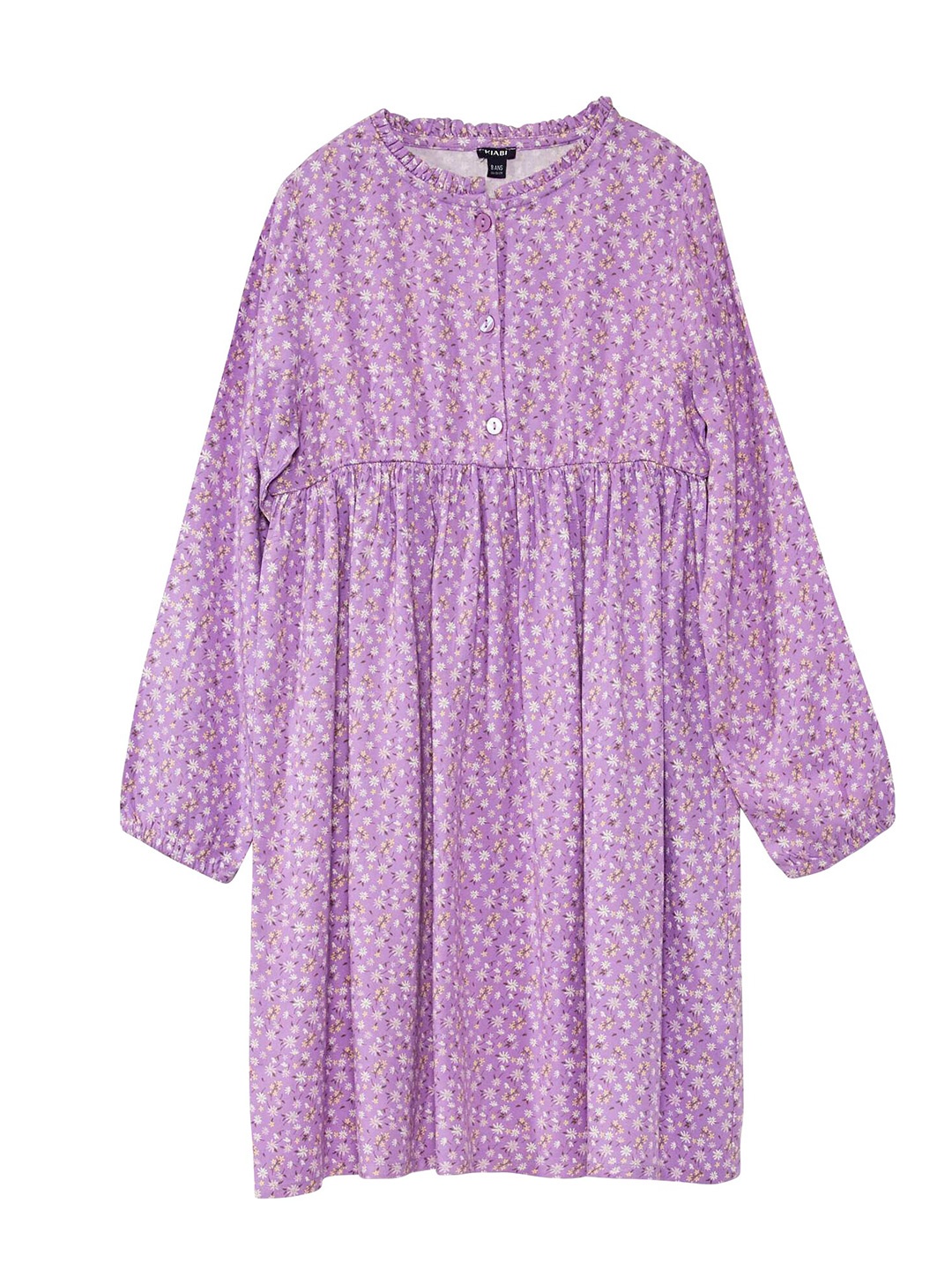 

KIABI Girls Floral Printed Long Sleeves A-Line Dress, Purple