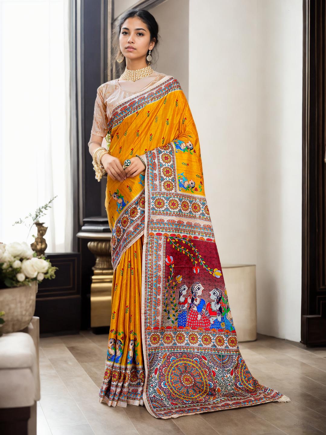 

Ishin Ethnic Motifs Pure Crepe Saree, Yellow