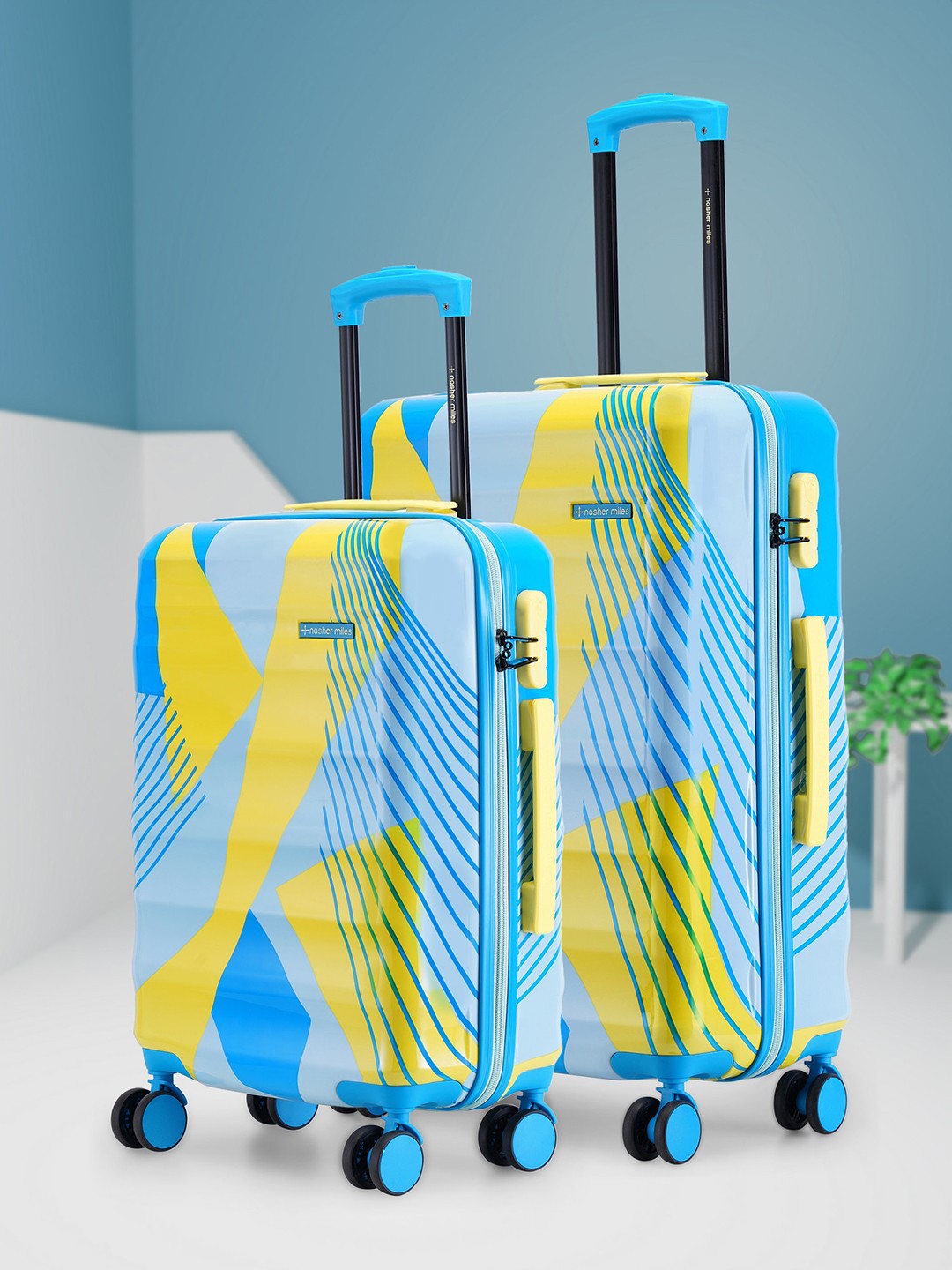 

Nasher Miles Chicago Set Of 2 Printed Hard-Sided Trolley Bags, Lime green