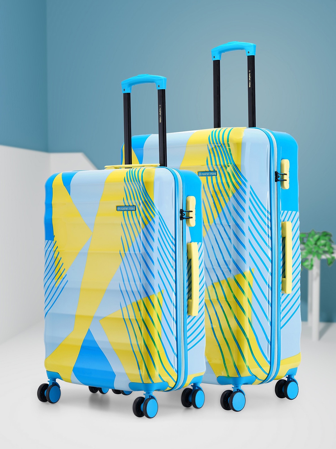 

Nasher Miles Chicago Set Of 2 Printed Hard-Sided Trolley Bags, Lime green
