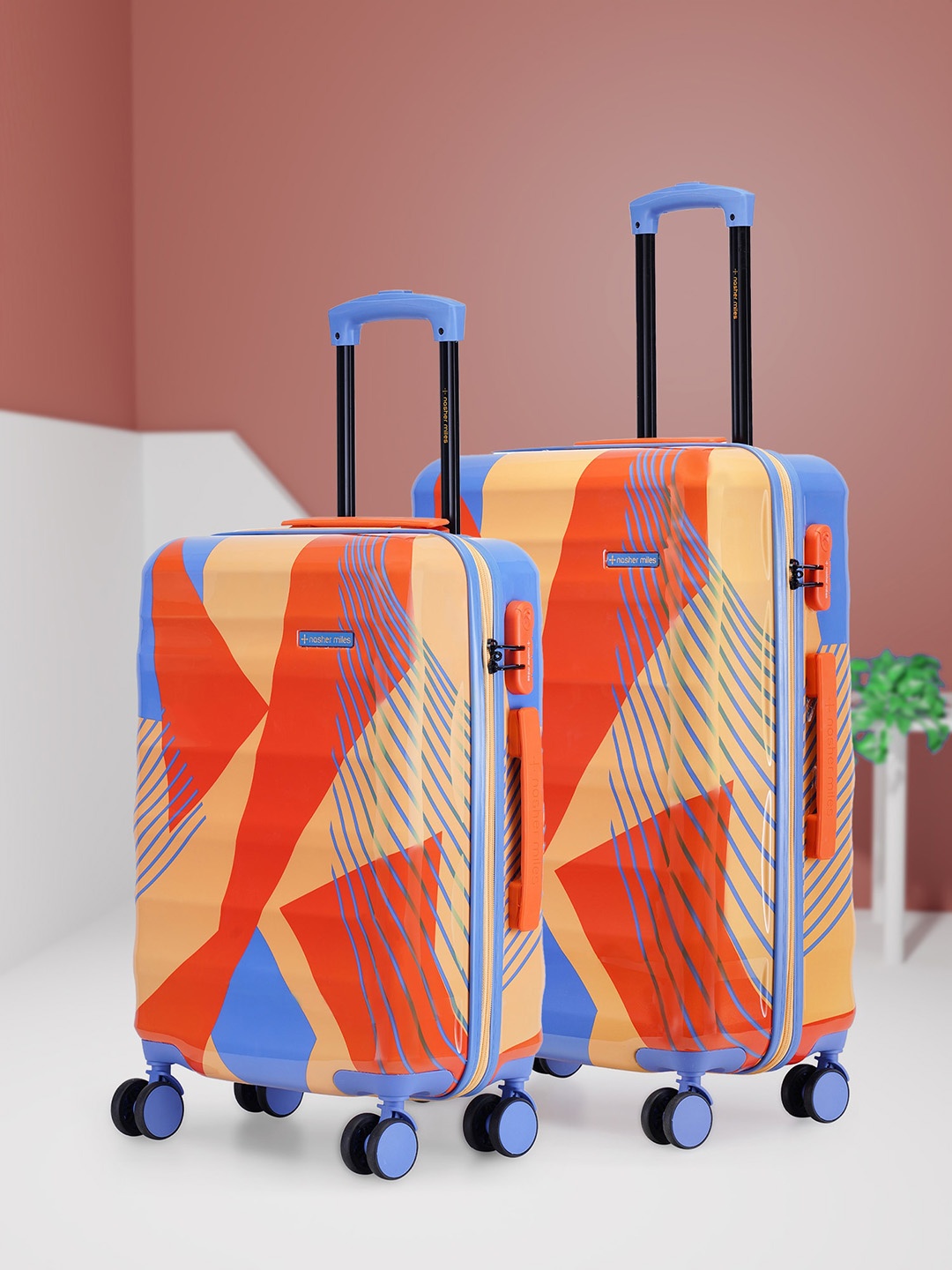 

Nasher Miles Chicago Set Of 2 Printed Hard-Sided Trolley Bags, Orange