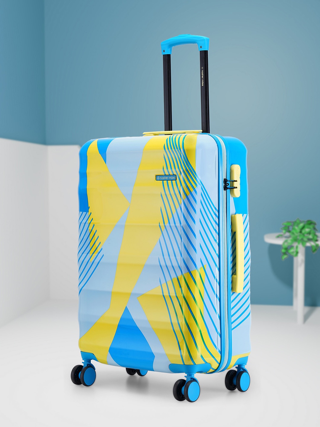 

Nasher Miles Chicago Printed Hard-Sided Medium Trolley Bag, Lime green