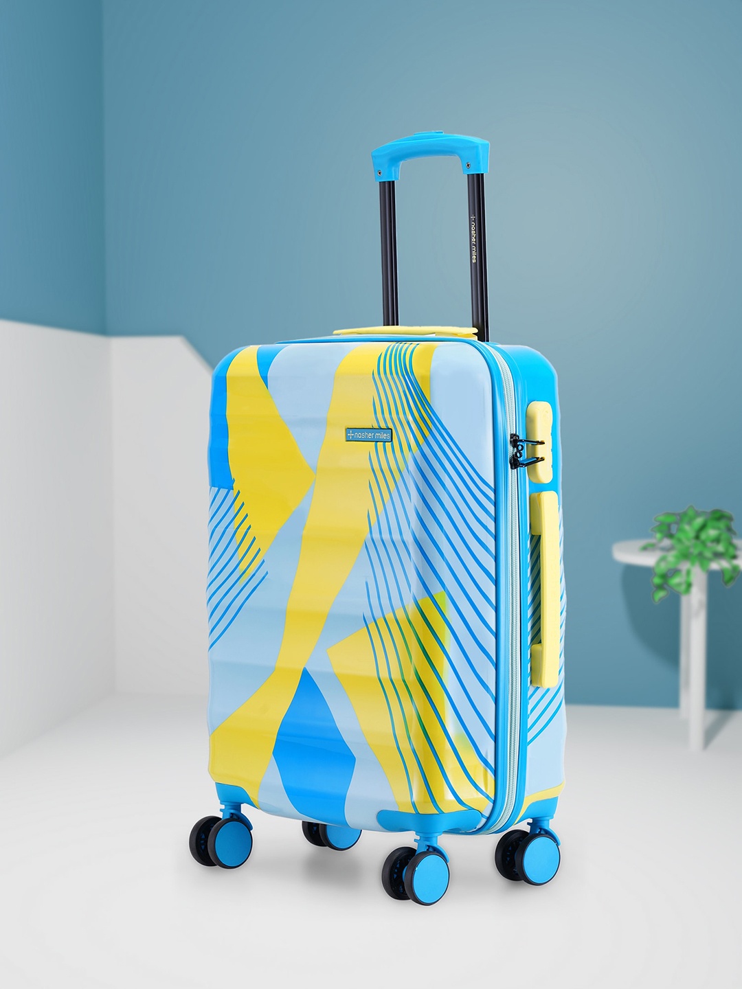

Nasher Miles Chicago Printed Hard-Sided Cabin Trolley Bag, Lime green