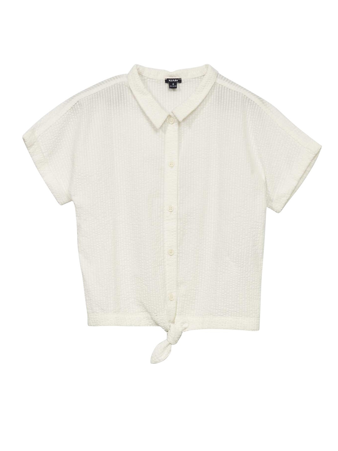 

KIABI Girls Spread Collar Short Sleeves Regular Fit Cotton Casual Shirt, White