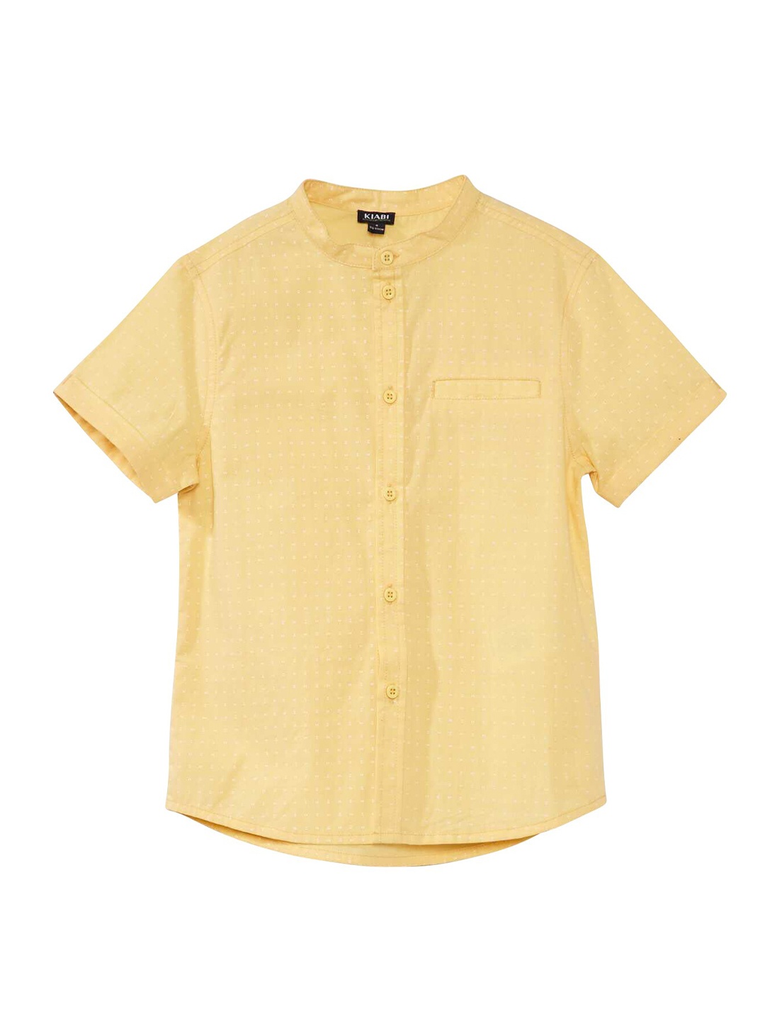 

KIABI Boys Mandarin Collar Short Sleeves Regular Fit Cotton Casual Shirt, Yellow