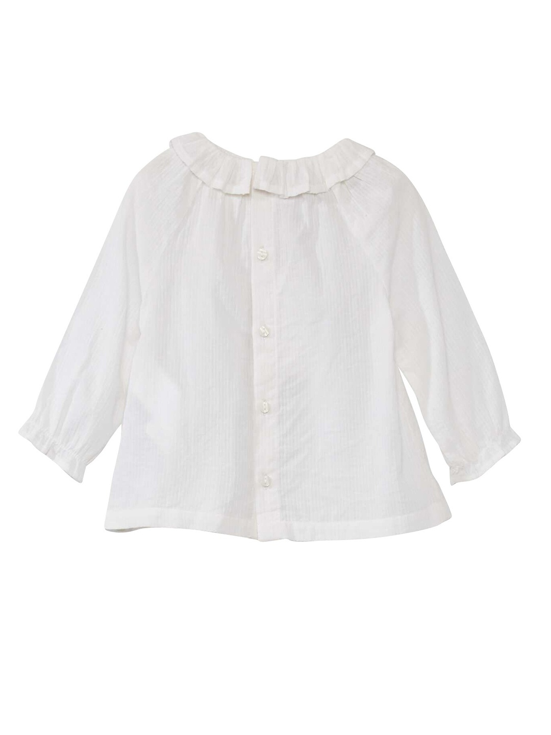 

KIABI Girls Frilled Neck Long Sleeves Regular Fit Cotton Casual Shirt, White