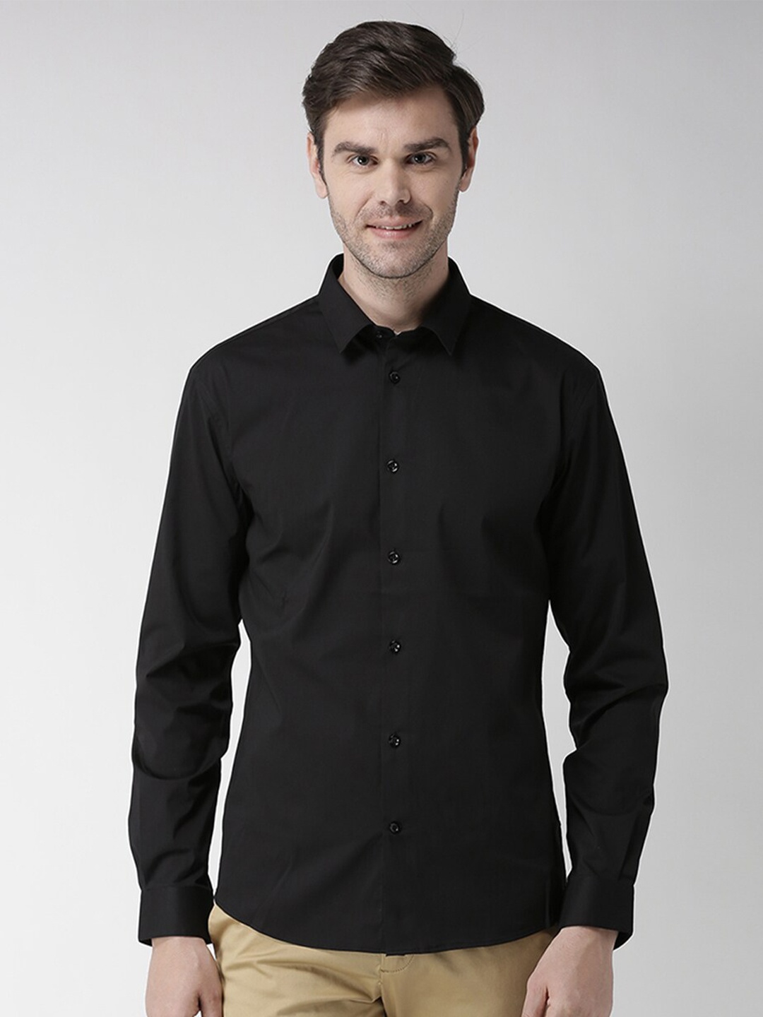 

Celio Spread Collar Opaque Cotton Casual Shirt, Black