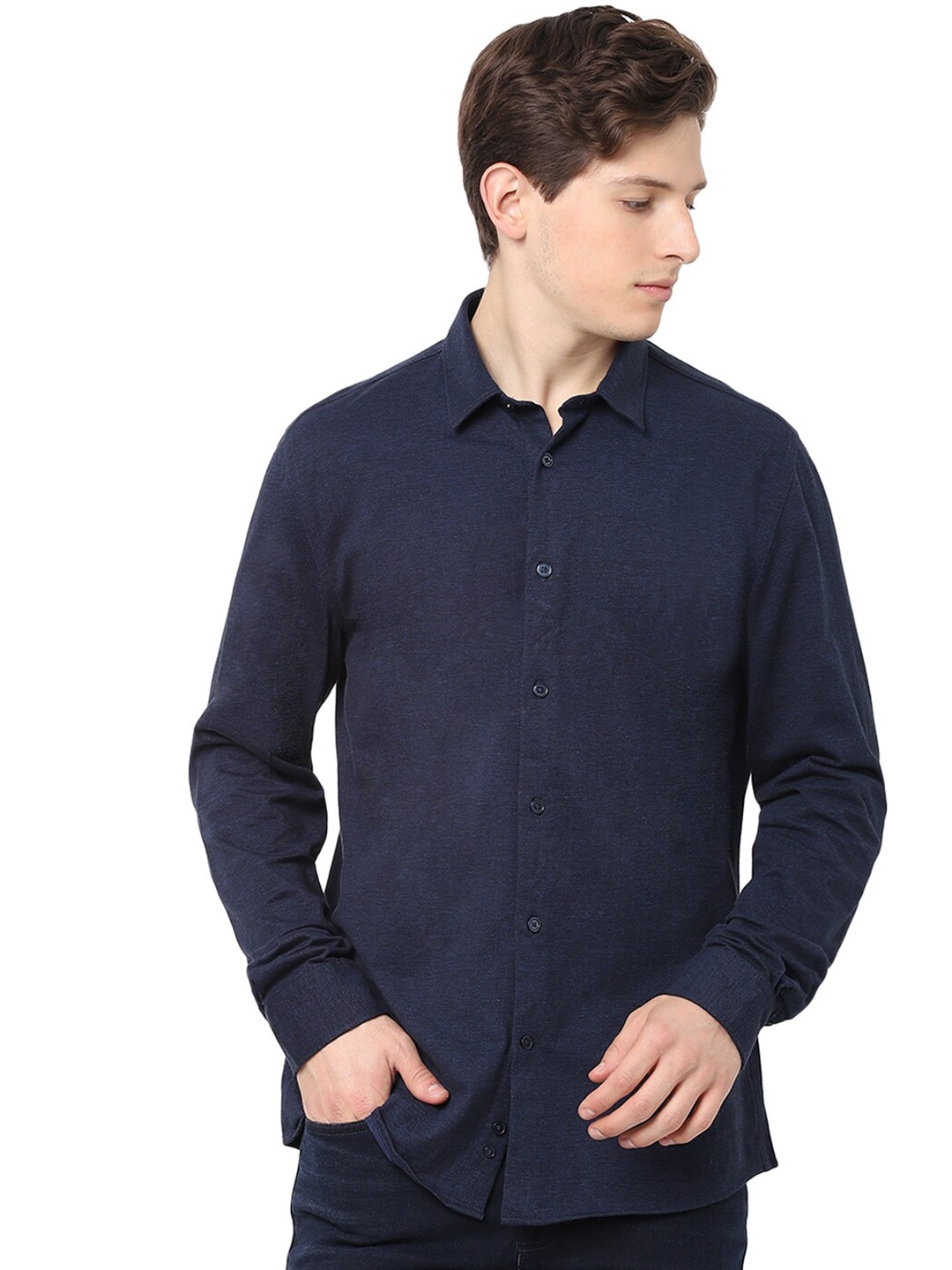 

Celio Spread Collar Opaque Cotton Casual Shirt, Navy blue