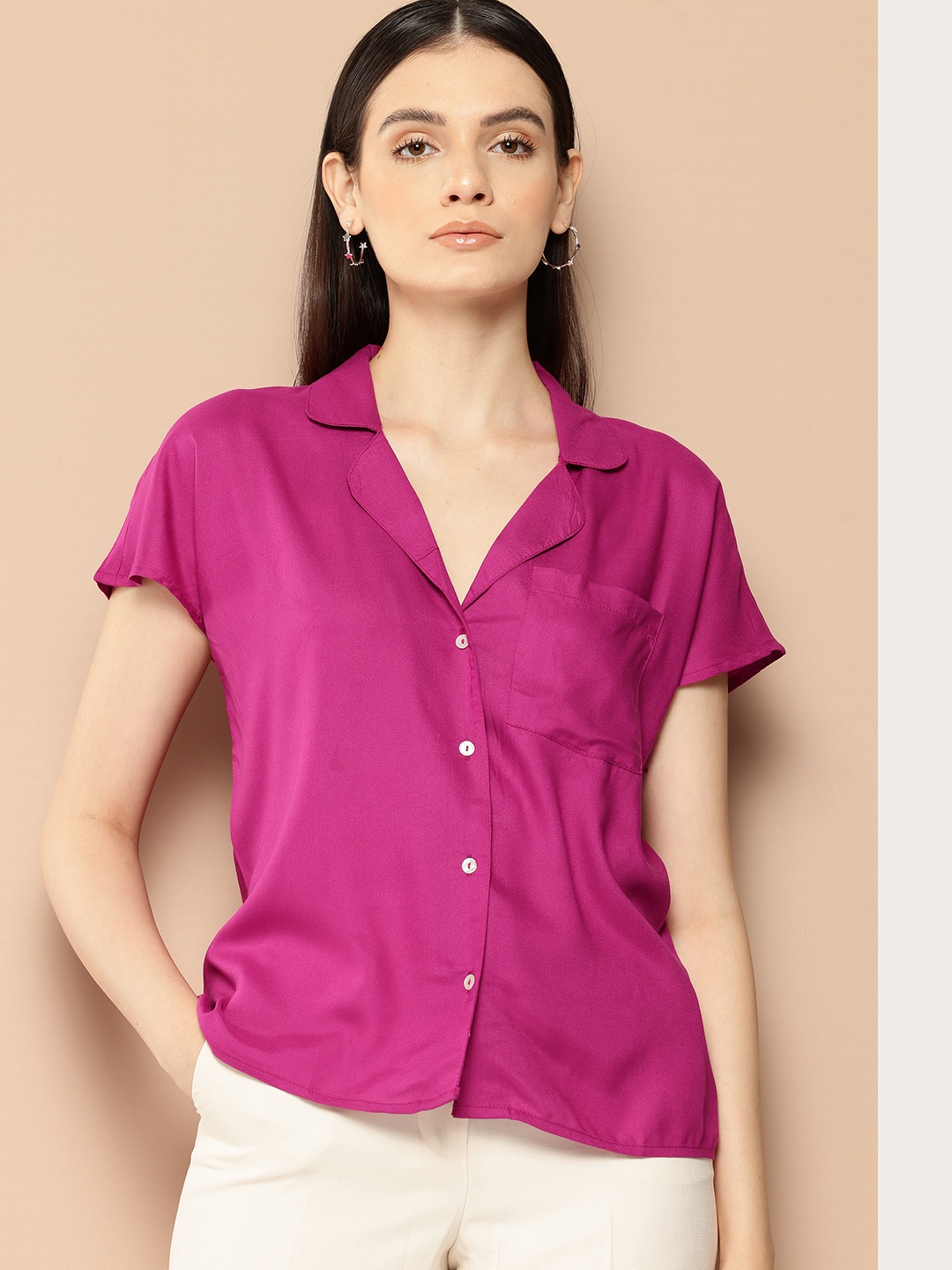 

her by invictus Opaque Casual Shirt, Magenta