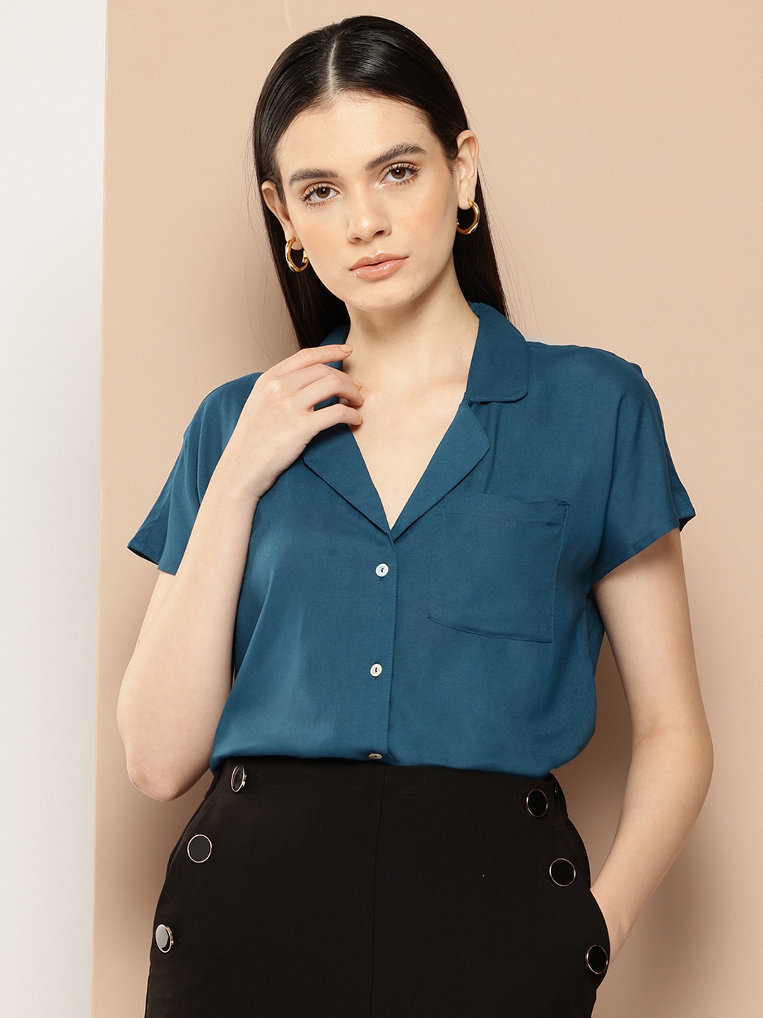 

her by invictus Opaque Casual Shirt, Teal