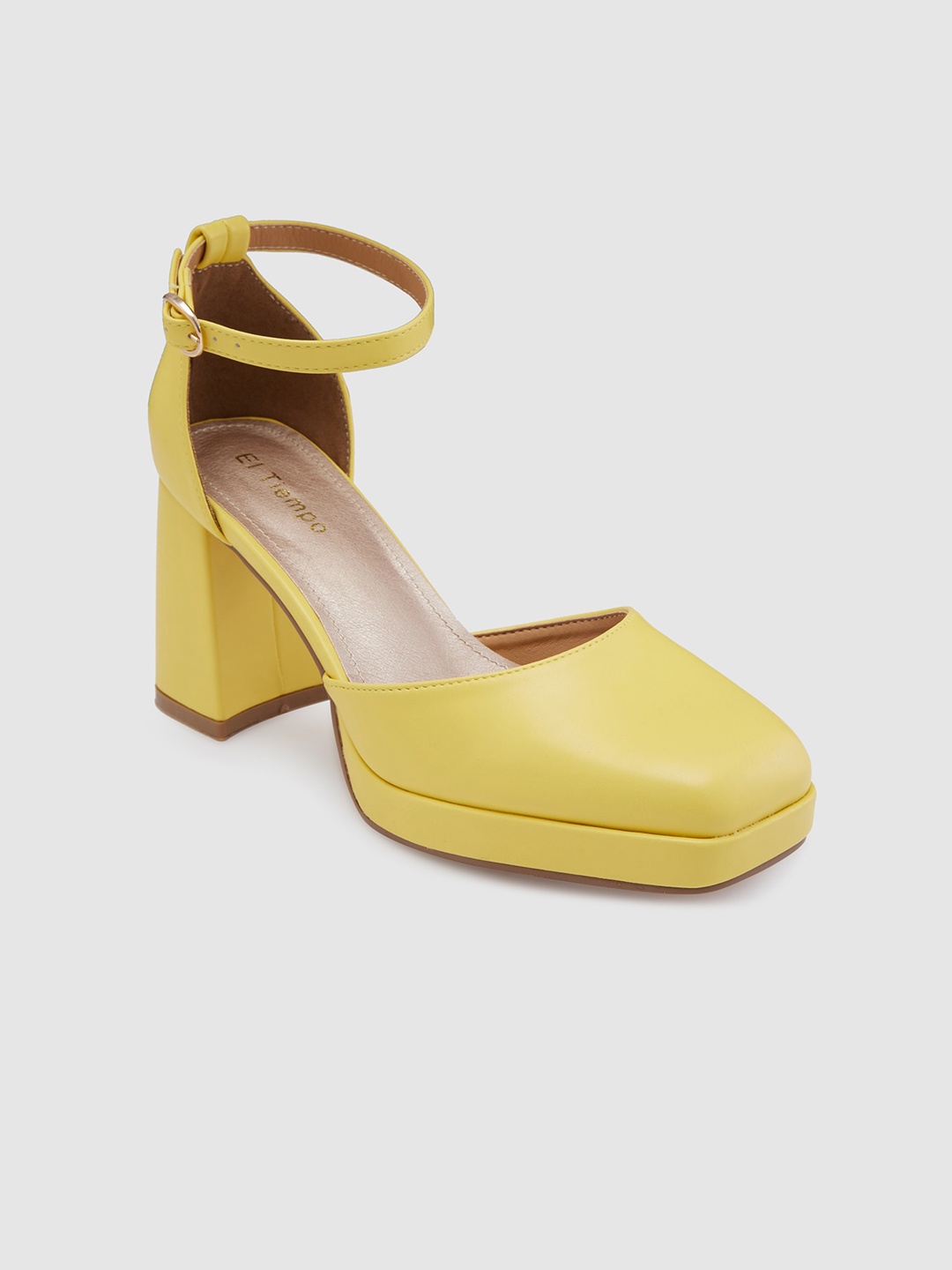 

Sole To Soul Ankle Loop Block Heeled Pumps, Yellow