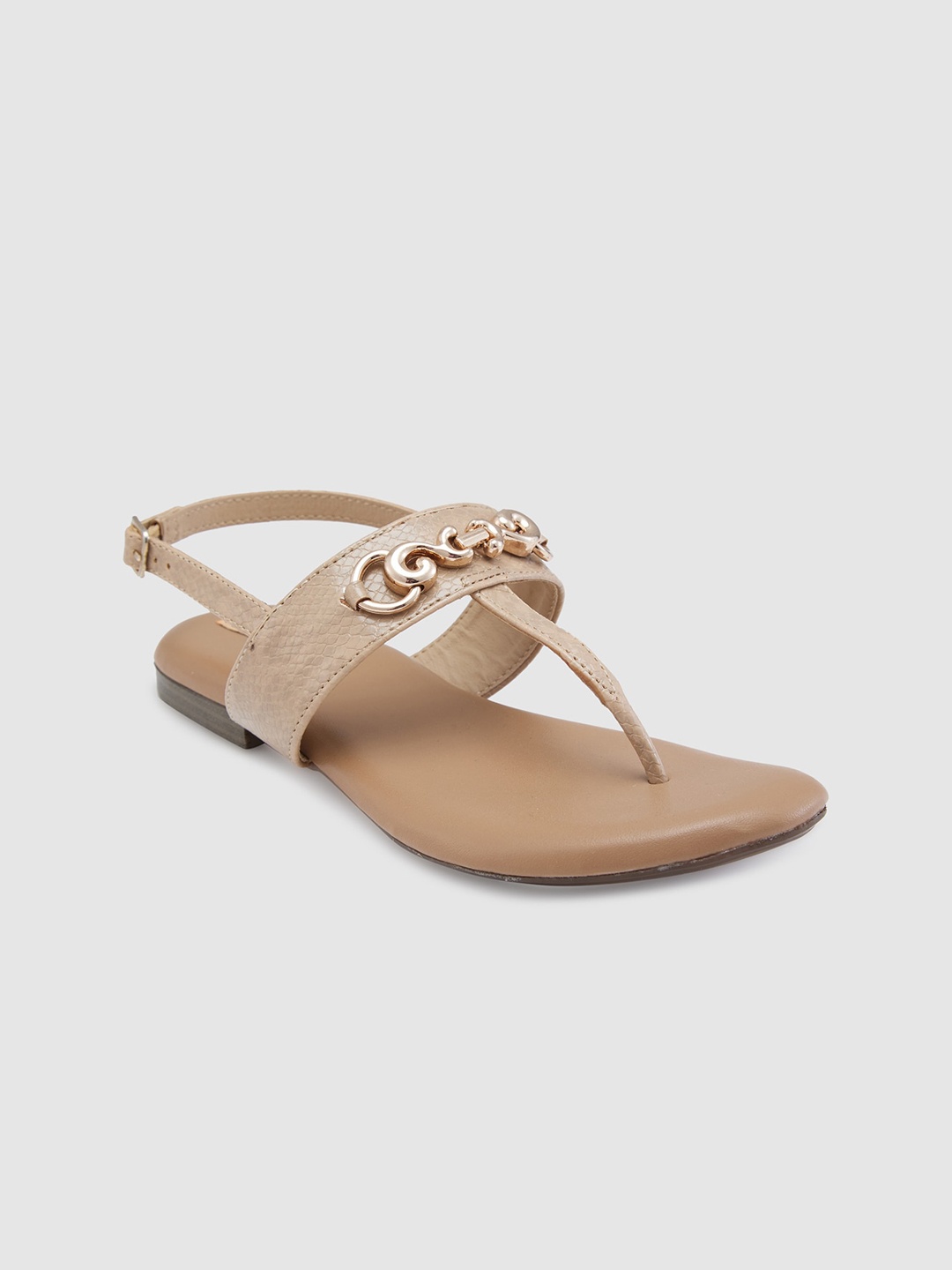 

Sole To Soul Embellished T-Strap Flats, Beige