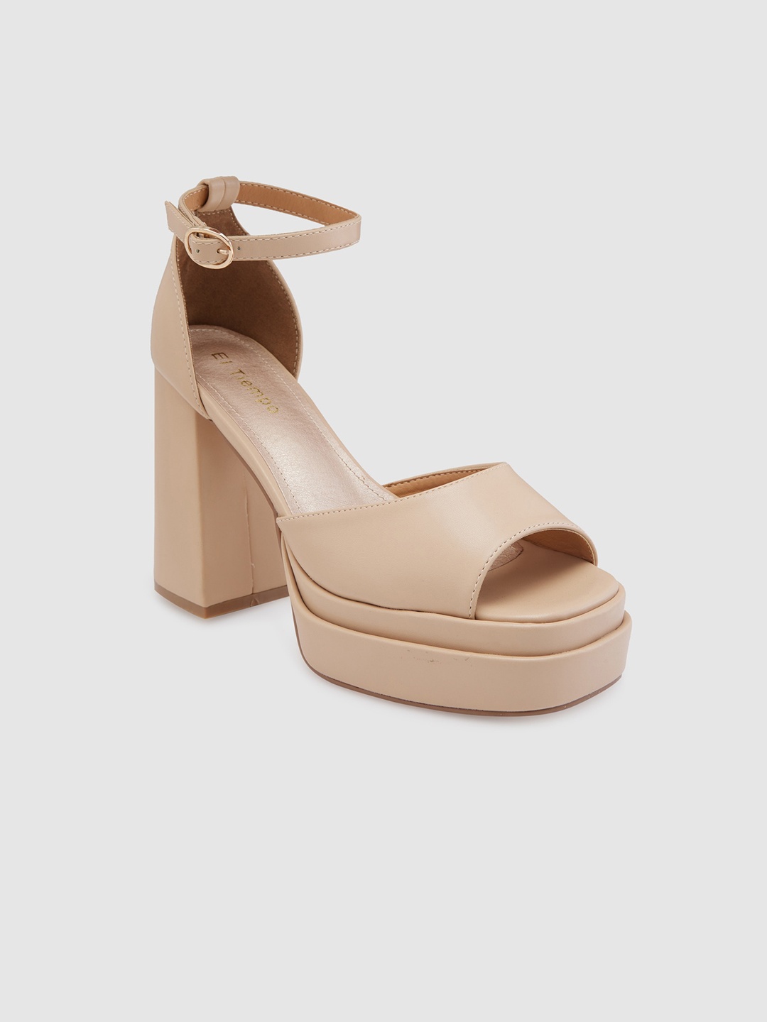 

Sole To Soul Ankle Loop Platform Heels, Beige