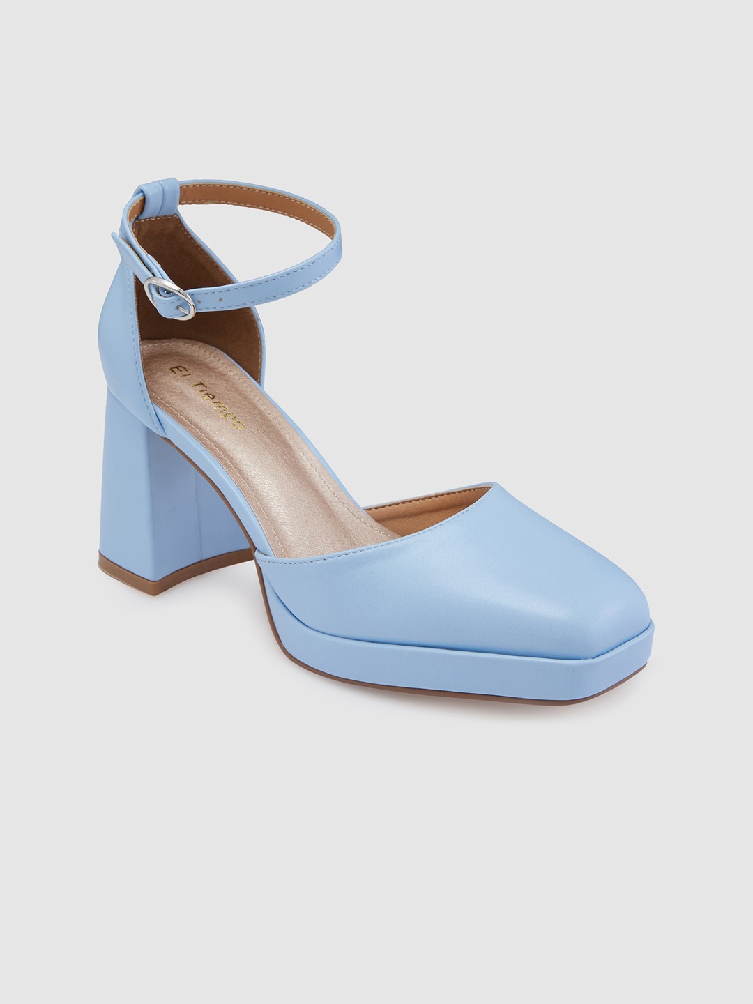 

Sole To Soul Square Toe Block Heeled Pumps, Turquoise blue