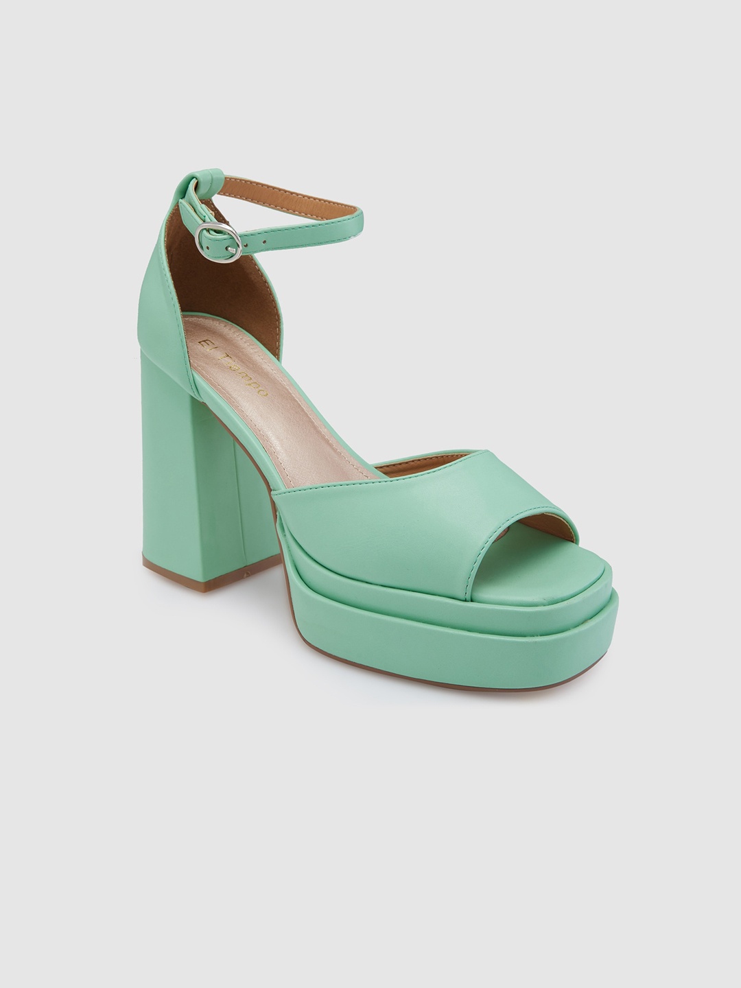 Sole To Soul Open Toe Platform Heels, Green