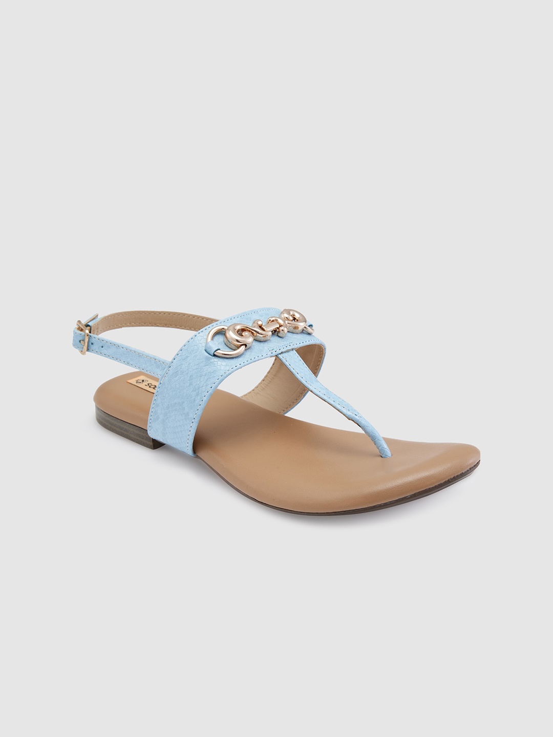 

Sole To Soul Embellished T-Strap Flats, Turquoise blue
