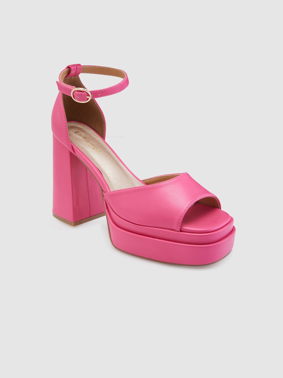 Sole To Soul Open Toe Platform Heels, Fuchsia